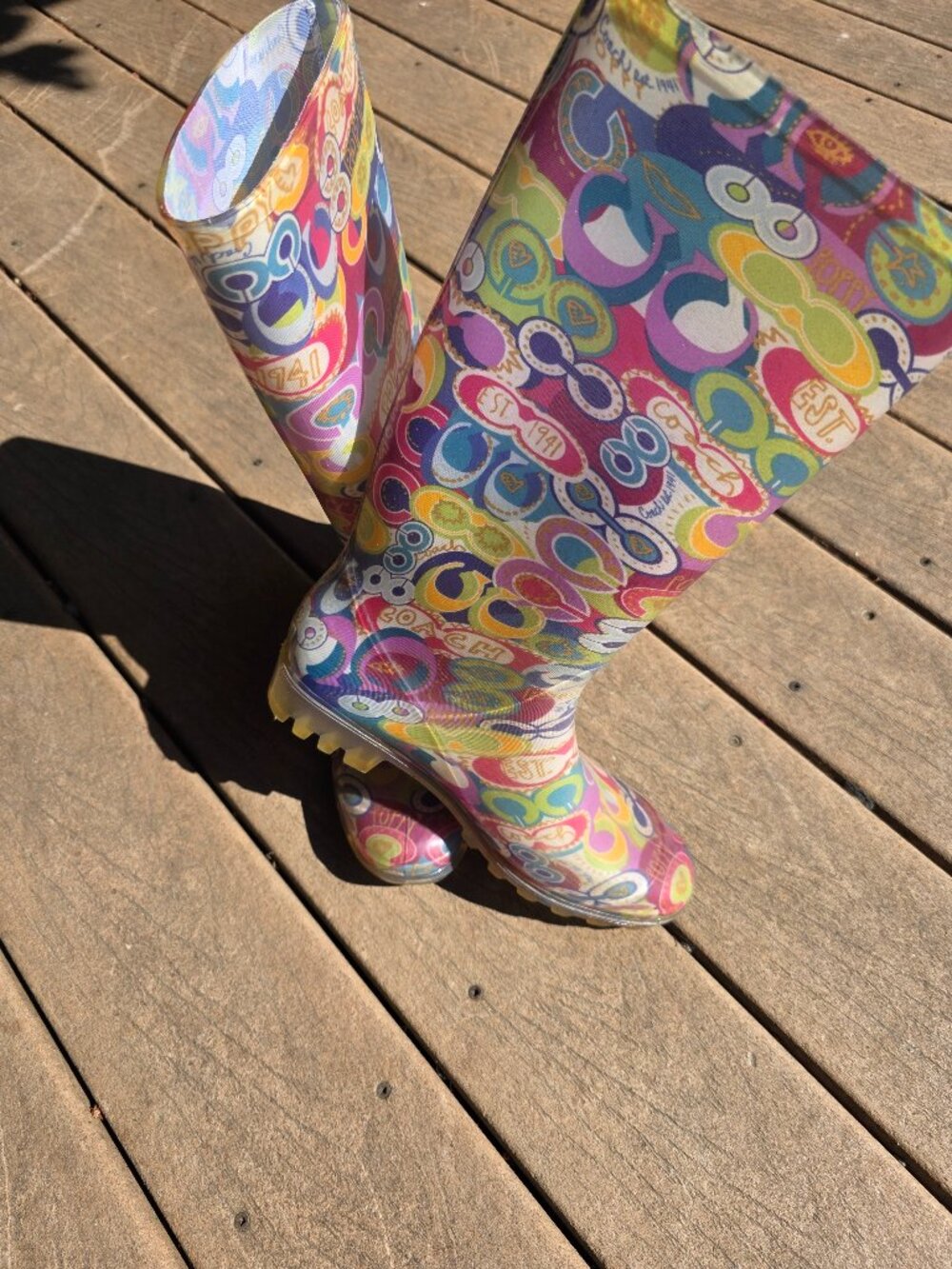 Coach Multicolor Graphic Rain Boots
